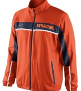 Turn up the volume and make the support of your favorite NCAA team loud and clear with this Syracuse Orange jacket featuring Dri-Fit technology from Nike.