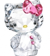 Cuter than ever, Hello Kitty is the picture of innocence in this irresistible Swarovski figurine. With a pink-buttoned top and her trademark bow in sparkling rose crystal.