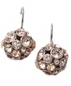 Make your look pop with just a touch of bling. Beautiful blush tones decorate Fossil's crystal fireball earrings. Crafted in brown tone mixed metal. Approximate drop: 1 inch.