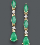 Enhance your evening look with dramatic drop earrings. Teardrop and marquise-cut emeralds (1-5/8 ct. t.w.) and sparkling diamond accents shine in a 14k gold setting. Approximate drop: 1-1/4 inch.