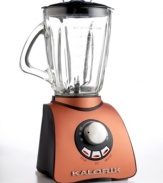 The perfect combination of style and strength, Kalorik's bold blender brings ice-crushing power to your countertop. With its sleek exterior, adjustable speed controls and unrivaled six-blade design, you'll blend food with a effortless consistency. One-year warranty. Model BL-24242.