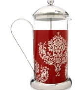 Let your personality shine in every aspect of your home! Brew up a masterful cup of coffee in this screen-printed stainless steel press that instantly stands out on your countertop and whips up an incredible cup of coffee that bursts with unbelievable flavor.  Pass the cup on to your friends, too-the beautiful red box makes it a wonderful housewarming gift! 1-year warranty.