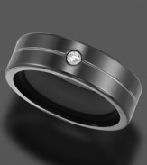 Live your life as it's meant to be. This stunning comfort fit ring by Triton features a round-cut diamond accent set in black titanium. Approximate band width: 7 mm. Sizes 8-15.