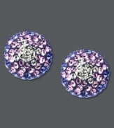 The ombre effect. Kaleidoscope dazzling button earrings feature a gradation of purple crystals all in a compact circle. Crafted in sterling silver with Swarovski elements. Approximate diameter: 1/2 inch.