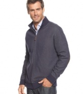 Get classic comfort and style with this handsome heathered cardigan from Tasso Elba.