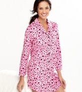 Fall in love with this silky, soft lightweight fleece. Charter Club's Mink sleepshirt buttons up the front and features a notch collar with a pocket and bow on the left breast.