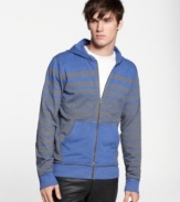 Nail your weekend wardrobe with this striped zip-up hoodie from Bar III.