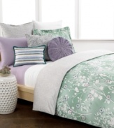 Blossoms are popping in this decorative pillow from Style&co., featuring green and purple embroidery on a cool gray ground. Coordinate with the Shadow Blossom comforter and duvet cover sets for the full fresh look. Zipper closure.