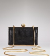 La Regale's shimmering mesh clutch is the perfect finish to your evening look.