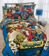 Packed with super style powers, the Marvel sheet set boasts allover comic book graphics–a good reason to read in bed! Featuring a 200-thread count.