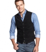 When you need an alternative to a shirt & tie, add a corduroy vest from Tasso Elba to stay dressed to impress.