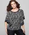 Fall in love with Style&co.'s batwing sleeve plus size top, featuring a heart print-- this silhouette is so on-trend!