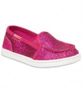 Make her sweet style shine when she's wearing these glitter flats from Roxy.