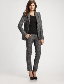 Traditional tweed style modernized by chic skinny-leg construction. Front tab closureZip flySlash pocketsBack besom pocketsInseam, about 3059% cotton/18% acrylic/18% viscose/5% polyamideDry cleanImported of Italian fabric