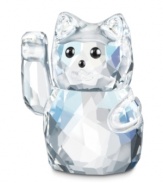 Hello, kitty. A lucky charm in Japan, this beckoning cat figurine can mean only good things in beautifully faceted Swarovski crystal. Cute for animal lovers, too.