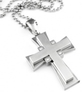 Russell Simmons' super-cool take on a classic cross features  laser-engraved logo detail and diamonds (1/8 ct. t.w.). Crafted of stainless steel. Ball chain measures 30 inches.