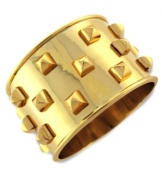 It's the studs stand out on this cuff bracelet from Vince Camuto. Crafted from gold-tone mixed metal, the glistening bracelet lights up the night. Approximate diameter: 3-1/2 inches.