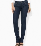 A chic skinny silhouette lends contemporary polish to Lauren Jeans Co.'s classic denim jean, rendered with a hint of stretch for a flattering fit.