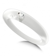 Stackable style with a hint of sparkle! DUEPUNTI's unique ring is crafted from sky clear-colored silicone with a round-cut diamond accent. Set in sterling silver. Ring Size Small (4-6), Medium (6-1/2-8) and Large (8-1/2-10)