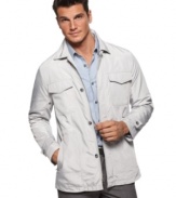 Part rugged, part refined, this cargo jacket from Perry Ellis is ideal for the urban jungle.