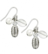 Classic chic. Lauren by Ralph Lauren gives the glass pearl a fashion infusion in its Town & Country drop earrings. Crafted from silver-tone mixed metal, the earrings feature glass accents for a glistening look. Approximate drop: 1-1/8 inches.