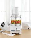 This 3-cup food processor is small enough not to intrude on countertop space and packs a powerful punch! Shred, slice and even knead dough via the stainless-steel chopping blade and slicing and shredding discs. An ejector disc directs ingredients through a chute attachment, which allows for continuous slicing and shredding. Includes spatula and instruction and recipe book. Five-year motor warranty. Limited three-year warranty on entire unit. Model DFP3.