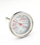 Is the meat cooked just right? Does it need more time? You'll never have to play this guessing game again with this meat thermometer. The precision dial displays the meat's exact temperature for luscious steaks and chops cooked to perfection. Limited lifetime warranty.