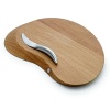 Georg Jensen Forma wooden cheeseboard with knife. Designed by Helle Damkjær, this cheese board crafted in oak and sculptural cheese knife are the perfect complement to serving cheese.