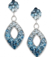 You can't beat these blues. EFFY Collection's beautiful mosaic earrings feature shades of round and oval-cut blue topaz (11-1/4 ct. t.w.) set in sterling silver. Approximate drop: 2-1/5 inches.