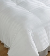 A Lauren Ralph Lauren comforter for a truly tranquil night's sleep. The Down Alternative twin comforter features a cabana striped cover with cotton cording and is finished with an embroidered logo. A 1 gusset for superior loft keeps the comforter's shape.