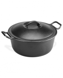 More time with the family, less time in the kitchen! Perfectly sized for large meals, this handsome dutch oven is crafted from incredibly conductive cast iron that has been pre-seasoned, so it is ready to use right out of the box.