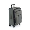 Recessed extra long locking trolley handle made of aircraft grade aluminum with one button operation, for ease of use. Reinforced corners and kickplate offer additional protection against wear. Fully lined interior with tie down straps to keep your clothing wrinkle free. Integrated privacy ID tag. TSA accepted lock.