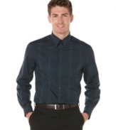 Mix things up with this Perry Ellis plaid button down, it's a stylish alternative to your typical plain dress shirt.