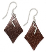 Add shimmery, two-tone earrings for versatile style. Jody Coyote's pretty diamond-shaped earrings are crafted in bronze with sterling silver accents and french wire. Approximate drop: 1-5/8 inches.