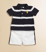 Embroidered with Ralph Lauren's Big Pony for an iconic look, a preppy striped polo is perfectly paired with crisp