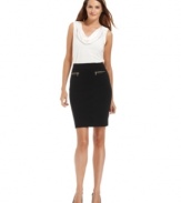 Calvin Klein's ponte-knit skirt looks especially chic with shiny gold zippered pockets at the hips.