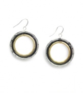 Give them a try: Alfani's tri tone circle dangle earrings are crafted in shiny silver tone, matte gold tone and hematite tone mixed metals to match a variety of styles in your wardrobe. Approximate drop: 2 inches. Approximate diameter: 1-1/4 inches.