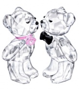 Love is in the air for this Kris Bear couple. Both figurines are positively glowing, puckering up in faceted Swarovski crystal with a pretty pink necklace and black bow tie. A romantic gift or cute cake topper!