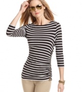 An exposed zipper updates this otherwise classically striped MICHAEL Michael Kors Top for a look that's chic for spring!