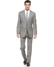 Make your power move with this classic-fit gray sharkskin suit from Lauren by Ralph Lauren.