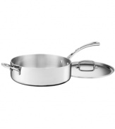 Bonjour amazing meals! A three-layer design features a pure aluminum core enveloped in stainless steel for even, quick and powerful heating. Elegantly crafted with a contoured handle and a classic shape, this covered sauté pan transports the art of French cooking into your kitchen. Lifetime warranty.