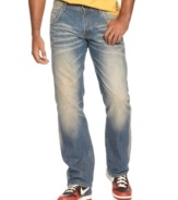 Lighten your denim look with these washed jeans from Rocawear.