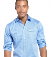 A tapered, trim look is what you want in this safari-inspired shirt from Marc Ecko.