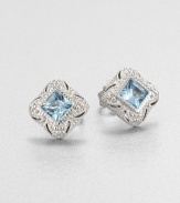 From the Estate Collection. Beautifully faceted blue topaz stones set in intricately designed, sterling silver. Blue topazSterling silverSize, about .5Post backImported