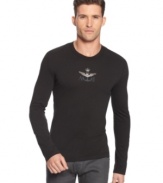 The Armani eagle has landed-front and center-on the chest of the latest long-sleeved T-shirt from Armani Jeans.