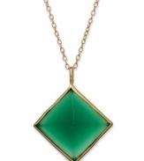 A pyramid with panache. Studio Silver's necklace, crafted from 18k gold over sterling silver, features a green agate (11-1/3 ct. t.w.) pendant for a look that's truly fashion-forward. Approximate length: 18 inches. Approximate drop: 1 inch.