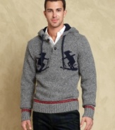 Get into the season with style wearing this pullover ski detail hoodie from Tommy Hilfiger.