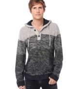 Change up your sweater style with this hoodie with placket from Buffalo David Bitton.