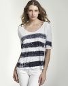 Painterly stripes lend artistic flair to this must-have Velvet by Graham & Spencer tee.