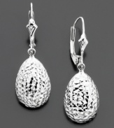 Elegant diamond-cut 14k white gold earrings are a chic accessory for day or night. Drop measures 1-1/4 inch.